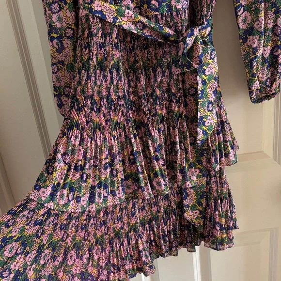 Boden Floral Midi Dress in Pink, Purple, Green, Yellow - Picture 5 of 11